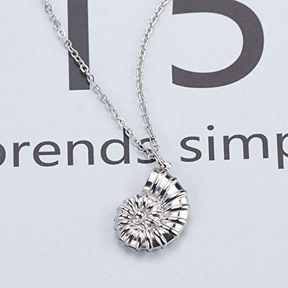 18K Gold Plated Stainless Steel Bee Honeycomb Pendant Necklace, Adjustable Y Lariat Conch/Guitar/Horseshoe Necklace for Women - color: Silver, style: Conch