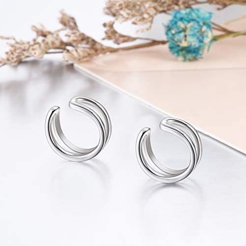 YFN Ear Cuff Wrap Earrings 925 Sterling Silver Non Pierced Cartilage Earring for Women Jewelry Gifts - color: White