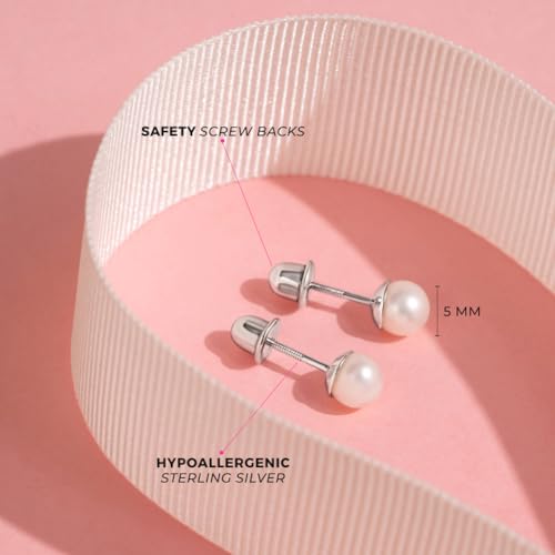 In Season Jewelry Simulated Pearl Kids Earrings – Sterling Silver