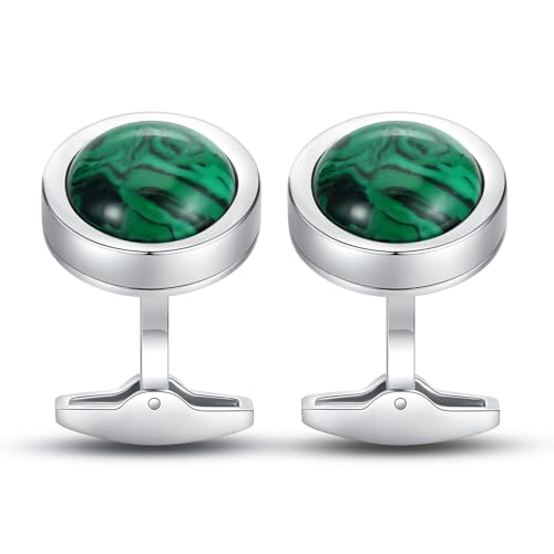 Cufflinks for Men, Stainless Steel Classic Black Pearl, Blue Carbon Fiber CuffLinks men's accessories, Great Gift for Father, Husband - style: Malachite
