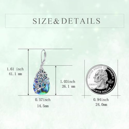 POPLYKE Dragonfly Butterfly Hummingbird Sunflower Earrings 925 Sterling Silver Abalone Shell Moonstone Leverback Earrings Jewelry - style: Hummingbird