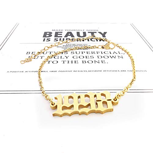 CSIYANJRY99 Birth Year Ankle Bracelets for Women14K Gold Plated Birth Year Number Anklets Adjustable Chain Beach Foot Ankle Bracelets for Women Birthday - style: 1998