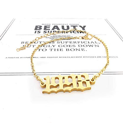 CSIYANJRY99 Birth Year Ankle Bracelets for Women14K Gold Plated Birth Year Number Anklets Adjustable Chain Beach Foot Ankle Bracelets for Women Birthday - style: 1998