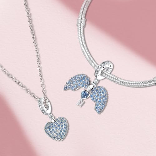 Annmors Birthstone Charms for Bracelet 925 Sterling Silver Charms fit Bracelet Necklace Dangle with 5A Cubic Zirconia Christmas Valentine Mother's Day Gift for Women - color: 12-December-Blue Zircon
