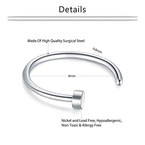 Mayhoop 20g Nose Rings Hoops And Studs For Women Men - Hypoallergenic 316L Surgical Stainless Steel L Shape Nose Screw Bone Silver Rose Gold Black Rainbow Pack 28Pcs - color: Style A(Silver+Rose gold+Black)