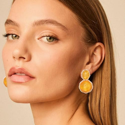 Resin Earrings for Women Acrylic Water Ripple Earring Boho Dangle Drop Earring - color: Yellow