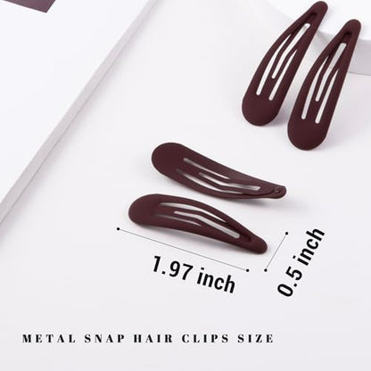 Small Hair Barrettes For Women No Slip Metal Snap Clips For Thin And Fine Hair,Matte Dark Red,20 PCS,1.97 x 0.5 Inch. - color: Matte Dark Red