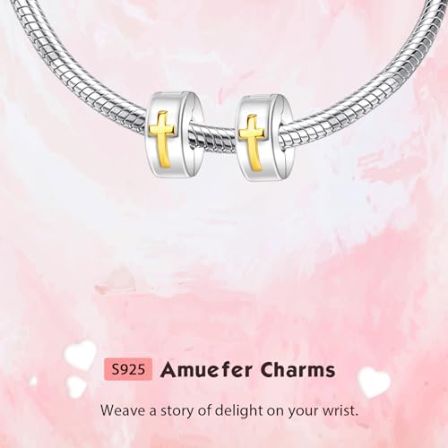 Clip Stopper Spacer Charms for Bracelets Necklaces, Compatible with Pandora,Jewery Making DIY - style: Cross Clip