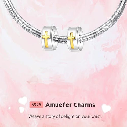 Clip Stopper Spacer Charms for Bracelets Necklaces, Compatible with Pandora,Jewery Making DIY - style: Cross Clip