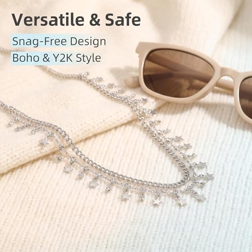 Layered Belly Waist Chain for Women - color: Silver star waist chain