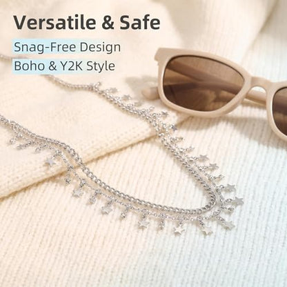 Layered Belly Waist Chain for Women - color: Silver star waist chain
