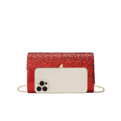YYW 4 Pieces Women Evening Handbags Clutch Purse Bag with Rhinestone Crystal Jewelry Set for Wedding Party - color: red 1
