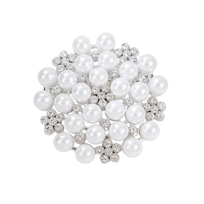Delicate Pearl Crystal Brooch Pins for Women Girls Dance Balls Wedding Bridal Jewelry - color: A Silver