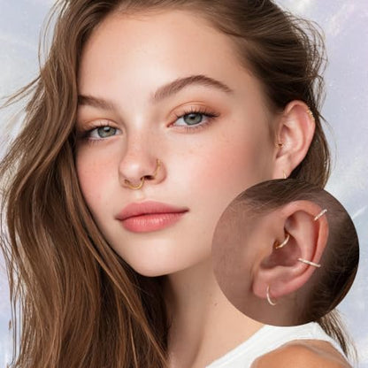 FUNLMO 316L Surgical Steel Cube Zircon Nose Ring Septum Jewelry Helix Conch Tragus Rook Daith Piercing Jewelry Cartilage Earring for Women Men - color: Silver