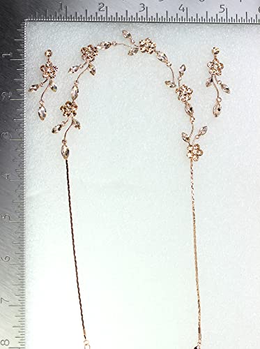 Faship Gorgeous Rhinestone Crystal Floral Necklace Earrings Set - color: Champagne