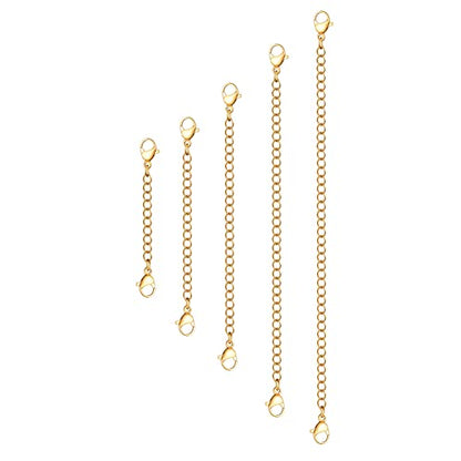 5Pcs Gold Stainless Steel Necklace Extender Chain Necklace Extenders for Bracelet Anklet Stainless Steel Chain Extenders for Jewelry Making (2in 3in 4in 5in 6in) - color: Gold