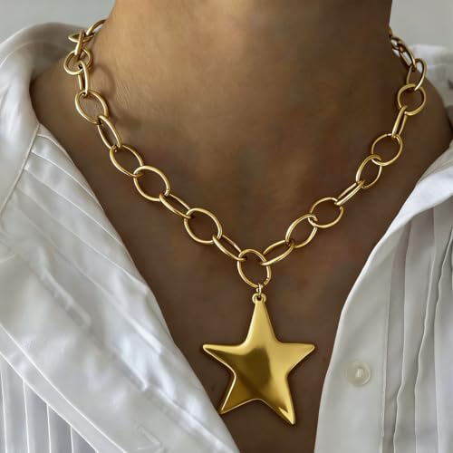 Sora Tuki Chunky Star Necklace for Women Trendy Big Statement Necklace Large Star Pendant Necklaces Thick Chain OT Toggle Necklaces Boho Chunky Jewelry - style: Style 2 - G