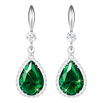 Linawe Imitation Diamond Dangle Earrings for Women Trendy, Rhinestone Drop Chandelier Earrings, Teardrop Crystal Cubic Zirconia Wedding Jewelry Set, 14K Gold/Rose Gold/Silver Tone - color: Silver,May