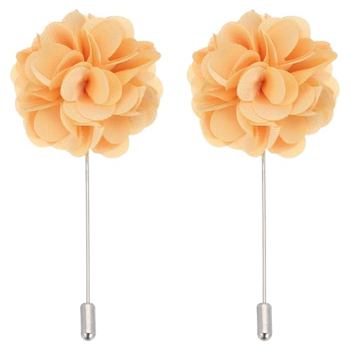 PATIKIL Flower Boutonnieres Pin, Lapel Pin for Men Camellia Flower for Suit Wedding Graduation Anniversary Graduation Outfit Accessories - color: Light Orange