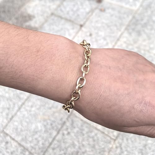 kelistom 925 Sterling Silver Bracelets for Women Teens, Love Heart Charm Chain Bracelet Bangle Fashion Jewelry Gifts - color: link braclet-OT 14K gold