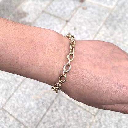 kelistom 925 Sterling Silver Bracelets for Women Teens, Love Heart Charm Chain Bracelet Bangle Fashion Jewelry Gifts - color: link braclet-OT 14K gold