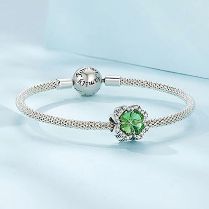 925 Sterling Silver Charms for Bracelet Jewelry Gifts for Women - color: Four leaf clover