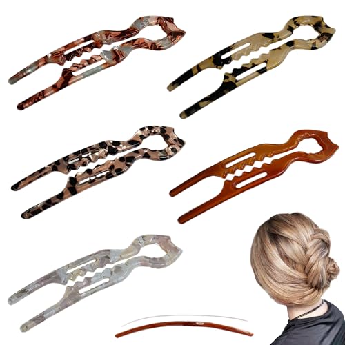 5PCS Prestige French Hair Pins - Serrated Anti-Slip Design, Curved Angle for Better Head Fit New Elegant Hair Accessories for Women, Suitable for All Hair Types（Small size） - color: multicolor