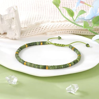 JoycuFF Gifts for Women Inspirational Gifts for Teen Healing Natural Stone Bracelets for Women Friends Sister - style: Always remember-Jade Nephrite