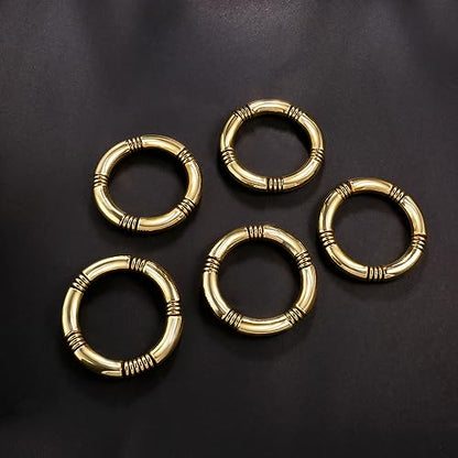 Gold Chunky Bangles Bracelets For Women 14k Gold Plated Stack Layered Curved Bamboo Tube Stretch Bracelets Gift Jewelry - color: 5pcs Gold