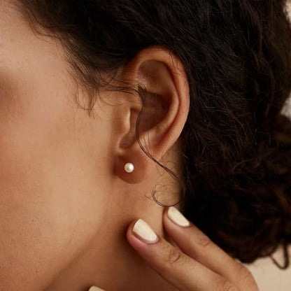 WFYOU Pearl Earrings for Women 925 Sterling Silver Stud Earring | 14K Gold Plated Hypoallergenic Stud Earrings, White Diamond Dainty Bridal Earring, Trendy Jewelry, Wedding Party Gifts - color: Silver A, size: 6mm