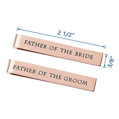 Father of the Bride and Groom Gifts - Wedding Tie Clips for Groomsmen From the Bride - Stainless Steel Tie Bars - color: Set of 2 Rose Gold