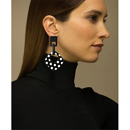 ONLYJUMP Exaggerated Geometry Earrings Acrylic Round Square Triangle Heart Dangle Earrings for Women Multilayer Bohemia Earrings Classic Retro Minimalist Earrings Statement Jewelry - color: Black A