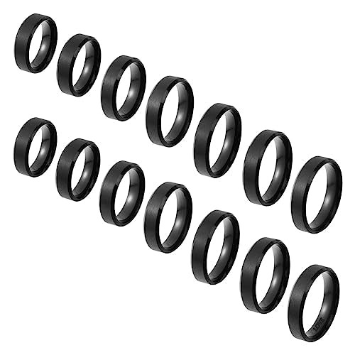 UNICRAFTALE 14Pcs Stainless Steel Plain Matte Band Ring 7 Sizes Laser Inscription Blank Finger Ring Metal Hypoallergenic Wedding Classical Ring for Jewerly Making - color: Black