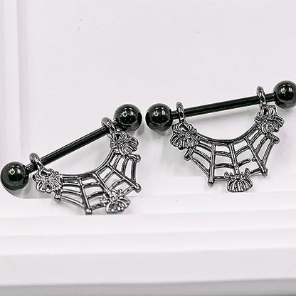 VERAMI 14G 16G Bat Devil Heart Nipple Rings Stainless Steel Heart Nipple Barbell Rings Tongue Rings Body Piercing for Women Men - color: STYLE-3