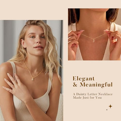 Turandoss Initial Necklaces for Women - 14K Gold Plated Dainty Letter A-Z Pendant Necklace Personalized Trendy Fashion Jewelry for Women Girls Birthday Gifts - color: D