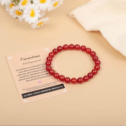 AD Beads Handmade Gemstone Stretch Elastic Bracelet Crystal Healing Reiki Nature's Beauty and Spiritual Essence Unisex (10mm, Carnelian (Life Enjoyment)) - color: Carnelian (Life Enjoyment), size: 10mm