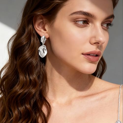 Fringe Dangling Tassel Earrings for Women, Handcrafted Chandelier Long Bohemian Beaded Cubic Zirconia Crystal Imitation Pearls Inlay Statement Boho Chain Hook Earrings for Wedding Party - color: Sliver