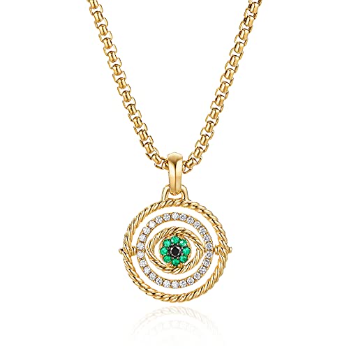 NUZON Sunburst Heart / 2-Tone Interlocking/CZ Evil Eye/Single Pearl/Love Heart Pendant Necklace for Women 14K Gold Chain Necklace Chunky Statement Jewelry - color: Evil Eye