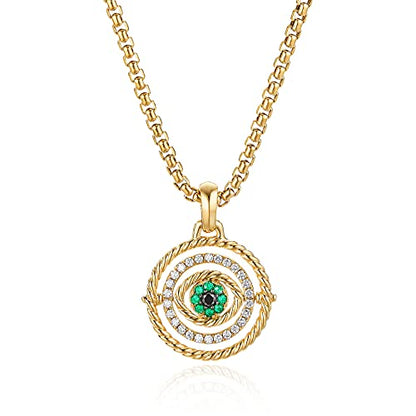 NUZON Sunburst Heart / 2-Tone Interlocking/CZ Evil Eye/Single Pearl/Love Heart Pendant Necklace for Women 14K Gold Chain Necklace Chunky Statement Jewelry - color: Evil Eye
