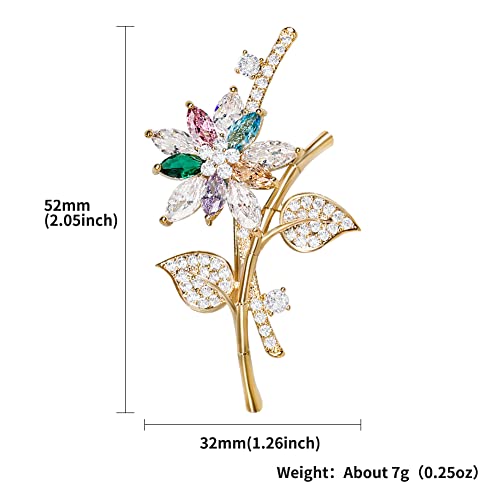 Brooches for Women, Shiny Cubic Zirconia Brooch Pins for Women Fashion Brooch Pin Broach Jewelry Gift - color: Floral Branch