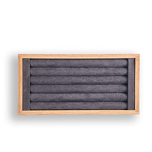 Coward Bamboo Ring Earrings Display Holder Jewelry Storage Tray Organizer (gray) - color: Gray Velvet