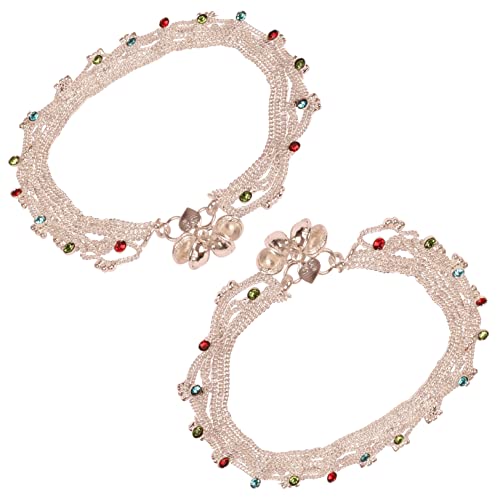Touchstone Indian anklets for women gold silver payal set jewelry simple jhanjar bollywood handcrafted pretty stylish designer paazeb - style: D037 Multicolor
