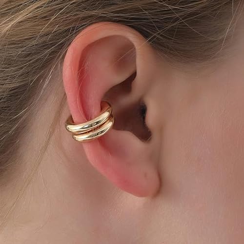 Ear Cuffs Non Piercing Aretes De Mujer Gold Chunky Earrings for Women Clip On Earrings Non Tarnish Gold Earrings Gifts Trendy Stuffers - color: 4PCS Silver Gold Huggie Ear Cuff