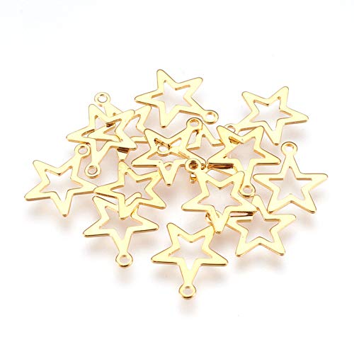 Mega Pet 100pcs Stainless Steel Star Pendants Charms Golden Jewelry Charms DIY Accessories for Bracelets Necklaces Jewerly Making - size: 14.5x12.5x0.6mm#Star