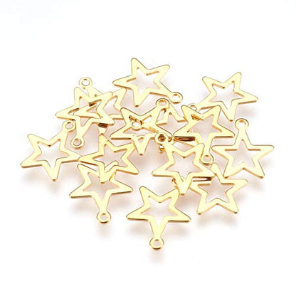 Mega Pet 100pcs Stainless Steel Star Pendants Charms Golden Jewelry Charms DIY Accessories for Bracelets Necklaces Jewerly Making - size: 14.5x12.5x0.6mm#Star
