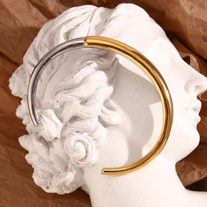 18K Gold Bangle Bracelets for Women 925 Sterling Silver Bracelets Bracelets Adjustable Boho Bracelets Stackble Cuff Bangle Bracelets for Men Women Chunky Gold Bangle Open Cuff Bracelets Christmas Gift - color: Bracelets-14