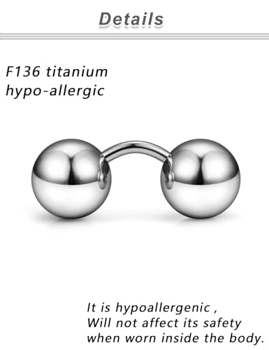 G23 Titanium 16G 14G 12G Big Piercing Balls PA Rings Piercing Jewelry Hypoallergenic Externally Threaded Curved Barbell VCH Piercing Jewelry Women Men 6mm 8mm 10mm Balls - style: 14G Titanium-6mm bars-10mm balls