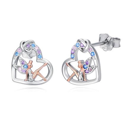 Fairy Gift Necklace/Earrings for Women 925 Sterling Silver Angel Elf Jewelry Gifts for Daughter - color: Earrings-A