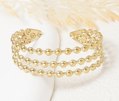 Multi-Layer Cuff Bracelet for Women Cross Wire Bracelets Open Wide Cuff Gold Bangle Bracelet - color: Gold 55