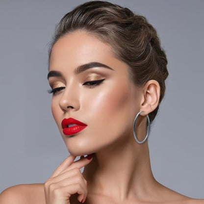 Lightweight Large Hoop Earrings Thin G23 Titanium Hypoallergenic 50 60 MM for Women Gift - size: 50mm
